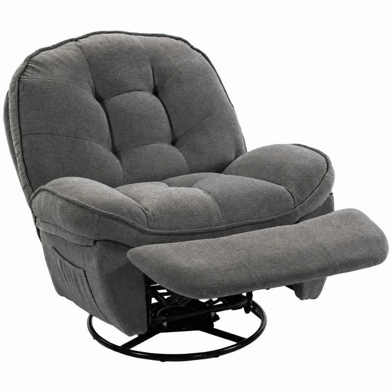Nancy's Teolo Lounge Fauteuil - Relax Stoel - Loungestoel - Draai-, schommel en ligfunctie - Grijs - Chenille