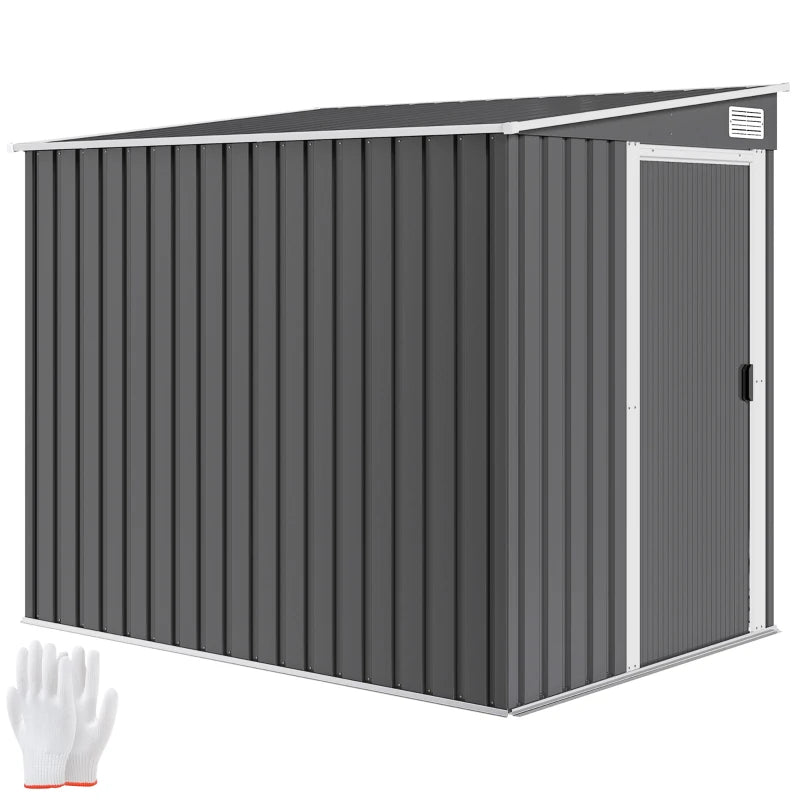 Nancy's Nogara Opbergschuur - Tuinschuur - Tuinhuisje - Gereedschapsschuur - Grijs - Staal - ± 155 x 205 x 160/180 cm
