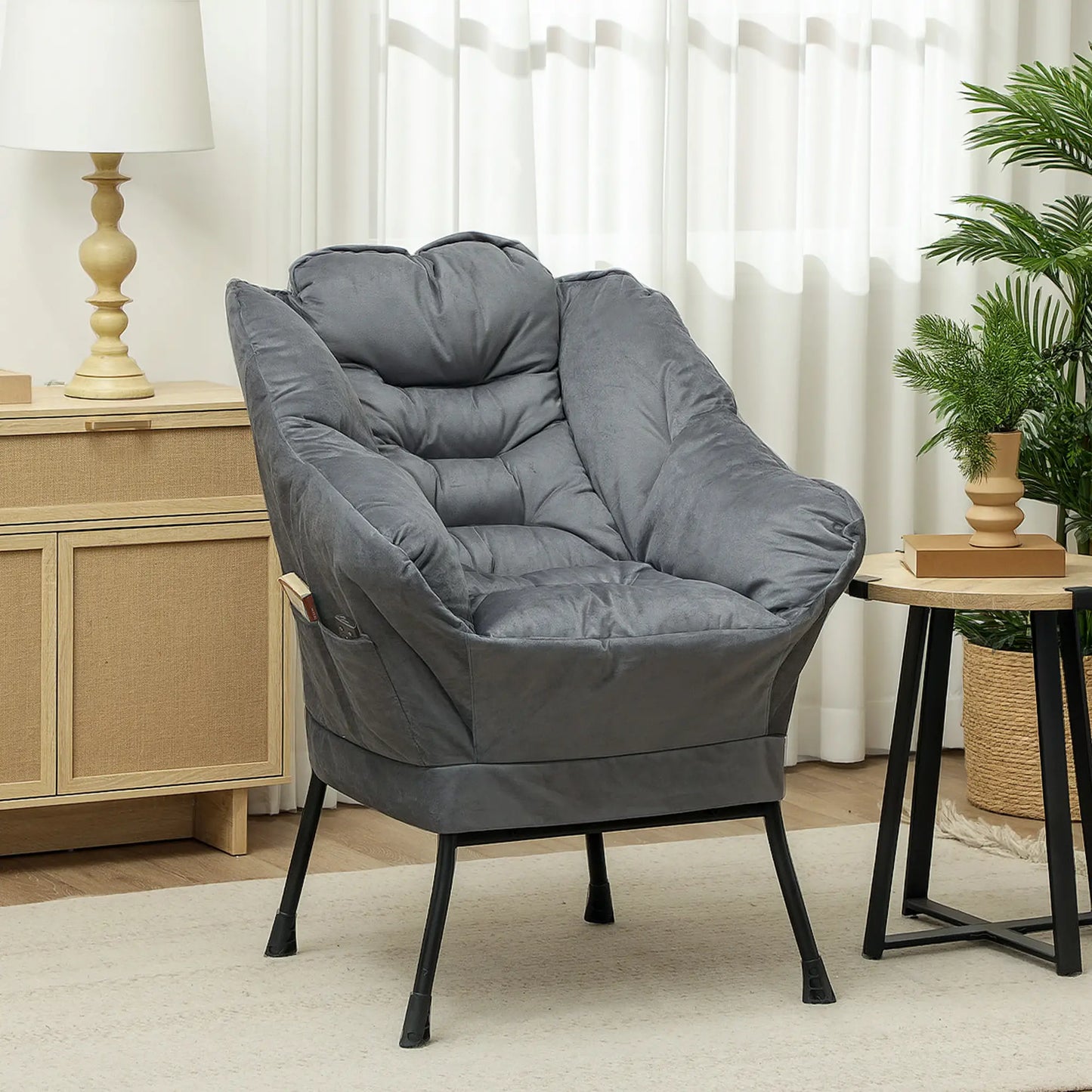 Nancy's Cunardo Fauteuil - Relaxstoel - Loungestoel - Grijs - Fluweel