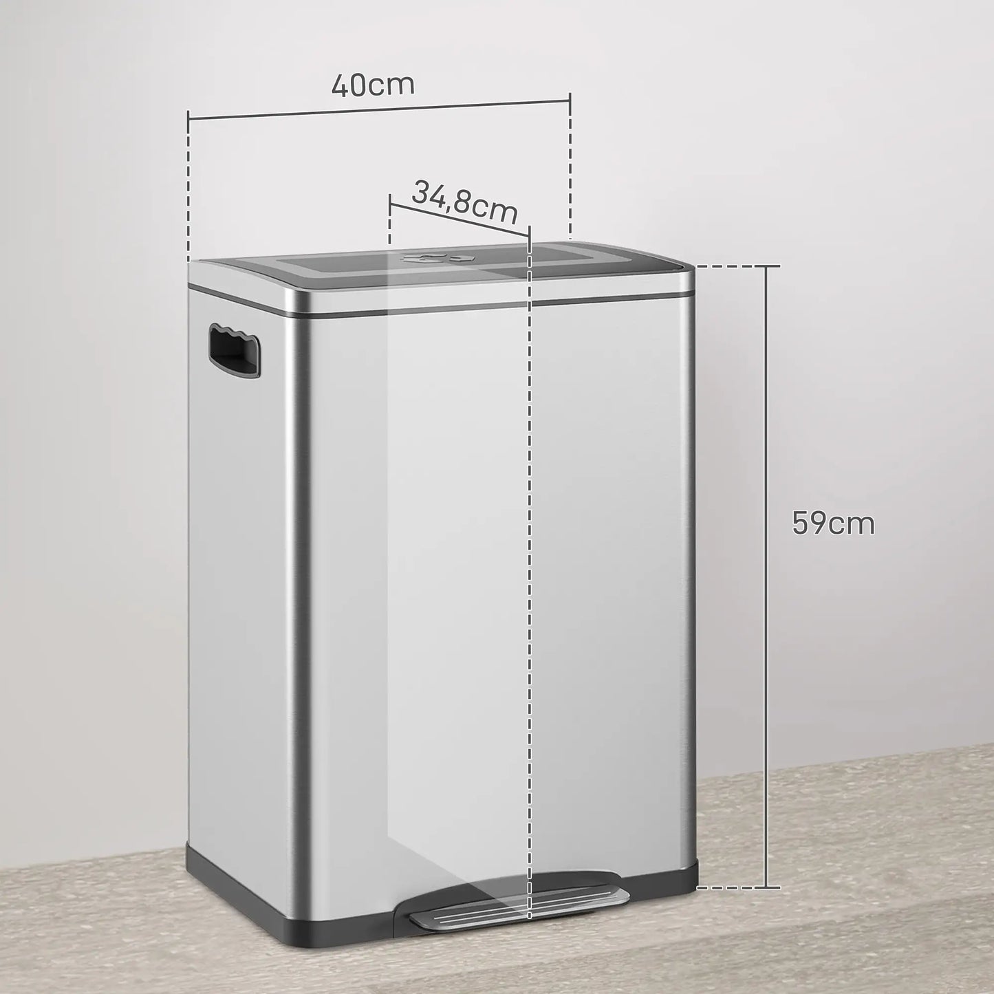 Nancy's Funes Afvalscheiding Prullenbak - Afvalemmer - Zilver - RVS - 2 x 20 Liter