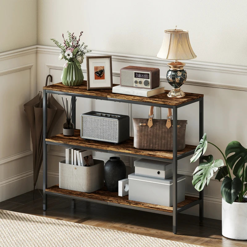 Nancy's Melzo Sidetable - Consoletafel - Bijzettafel - Bruin / Zwart - ± 100 x 35 x 80 cm