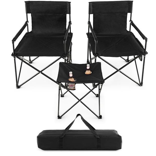 Nancy's Bougado Campingstoelen - Strandstoel - Kampeerstoel - Zwart - Set van 2