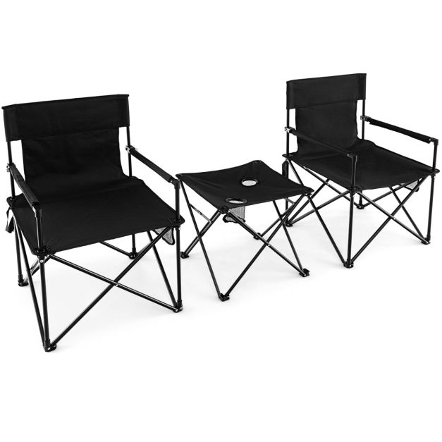 Nancy's Bougado Campingstoelen - Strandstoel - Kampeerstoel - Zwart - Set van 2