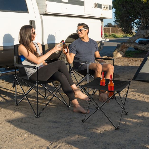 Nancy's Bougado Campingstoelen - Strandstoel - Kampeerstoel - Zwart - Set van 2
