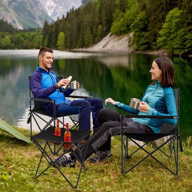 Nancy's Bougado Campingstoelen - Strandstoel - Kampeerstoel - Zwart - Set van 2