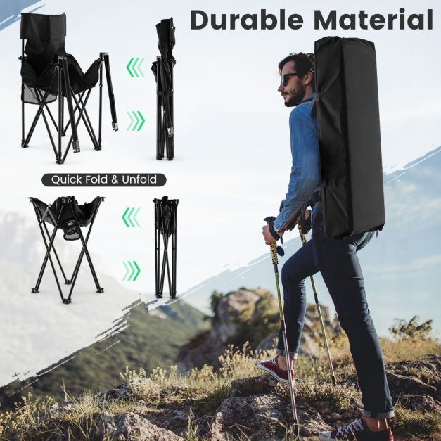 Nancy's Bougado Campingstoelen - Strandstoel - Kampeerstoel - Zwart - Set van 2