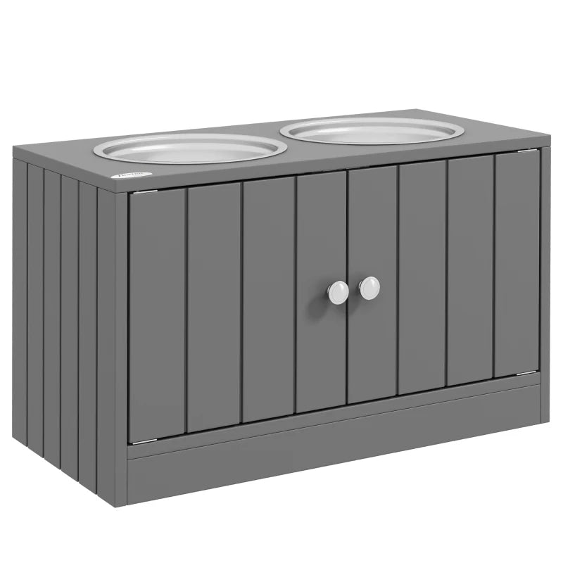 Nancy's Nichelino Voerbak voor Honden - Drinkbak - Voerstation - Met kastruimte - Grijs - ± 60 x 30 x 35 cm