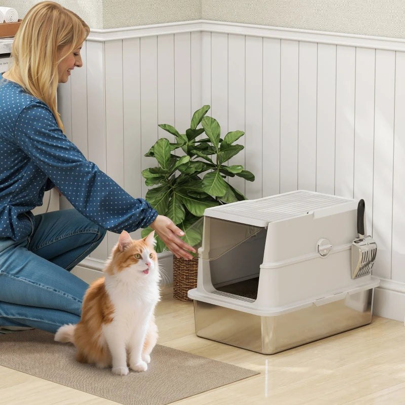 Nancy's Modica Kattenbak - Kattentoilet - Katten wc - RVS / Grijs - ± 60 x 40 x 45 cm