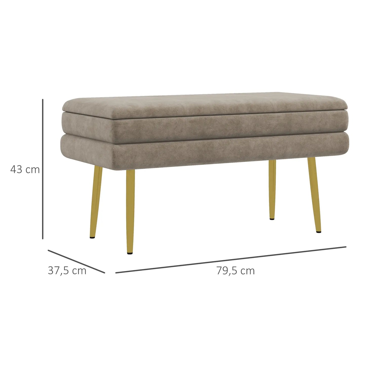 Nancy's Lavagna Bankje - Opbergbank - Beige - Polyester - ± 80 x 35 x 45 cm
