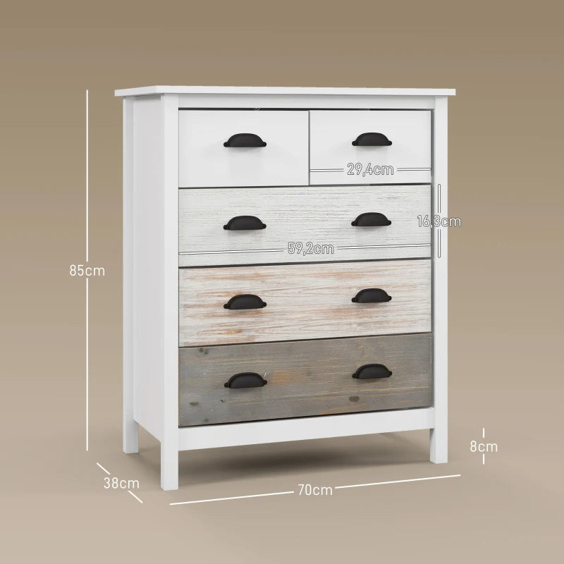 Nancy's Alassio Commode - Dressoir - Sideboard - Opbergkast - Wit / Bruin - ± 70 x 40 x 85 cm