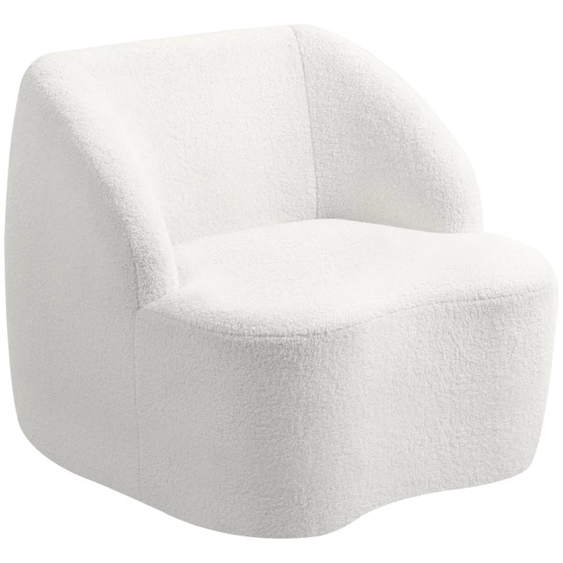 Nancy's Mentana Fauteuil - Relaxstoel - Loungestoel - Crème Wit - Teddy / Fleece