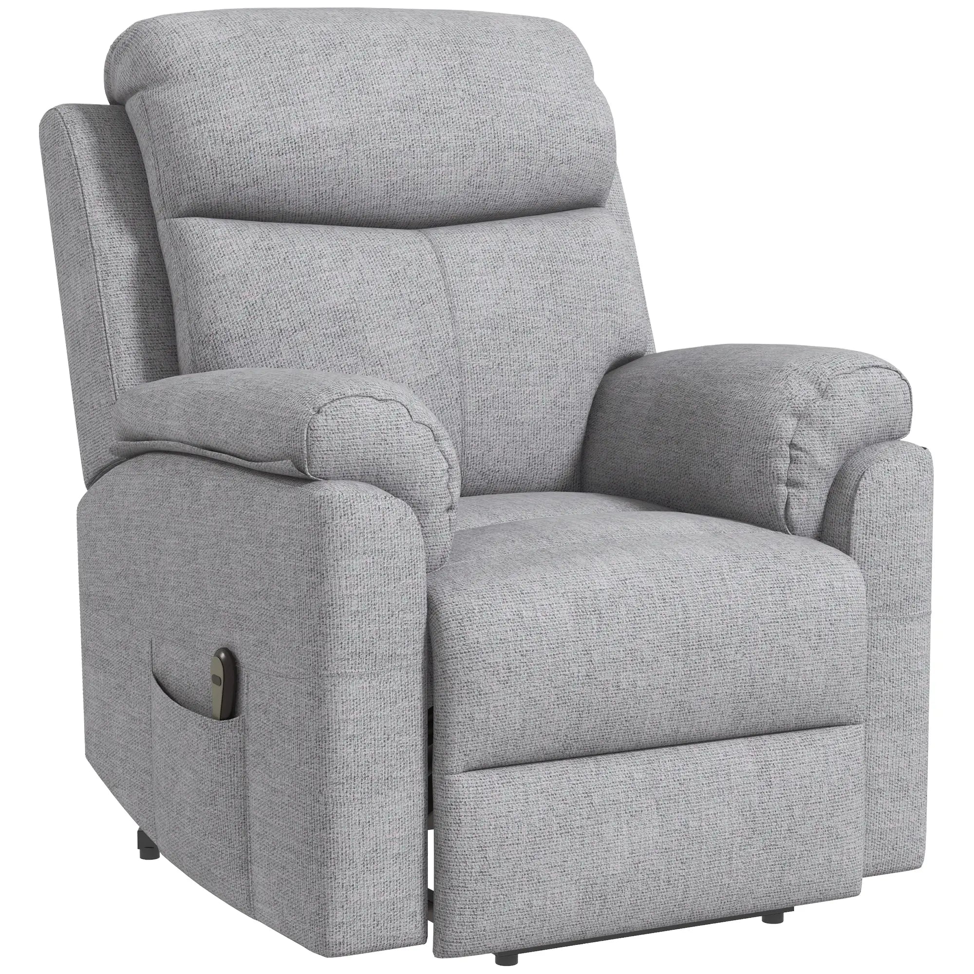Nancy's Lanciano Sta op Stoel - Opsta Stoel - Seniorenstoel - Relaxfauteuil - Massagestoel - Grijs - Linnen