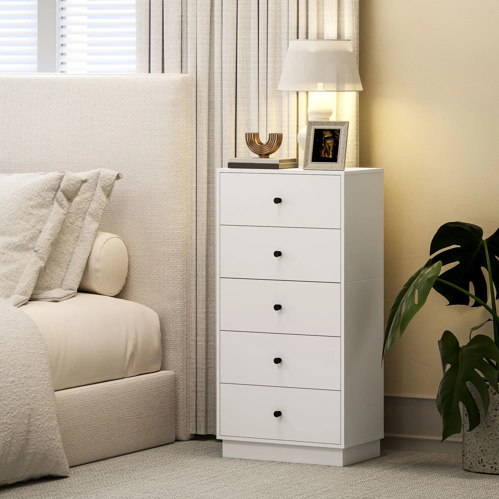 Nancy's Fossalon Commode - Dressoir - Opbergkast - Wit - ± 45 x 30 x 95 cm