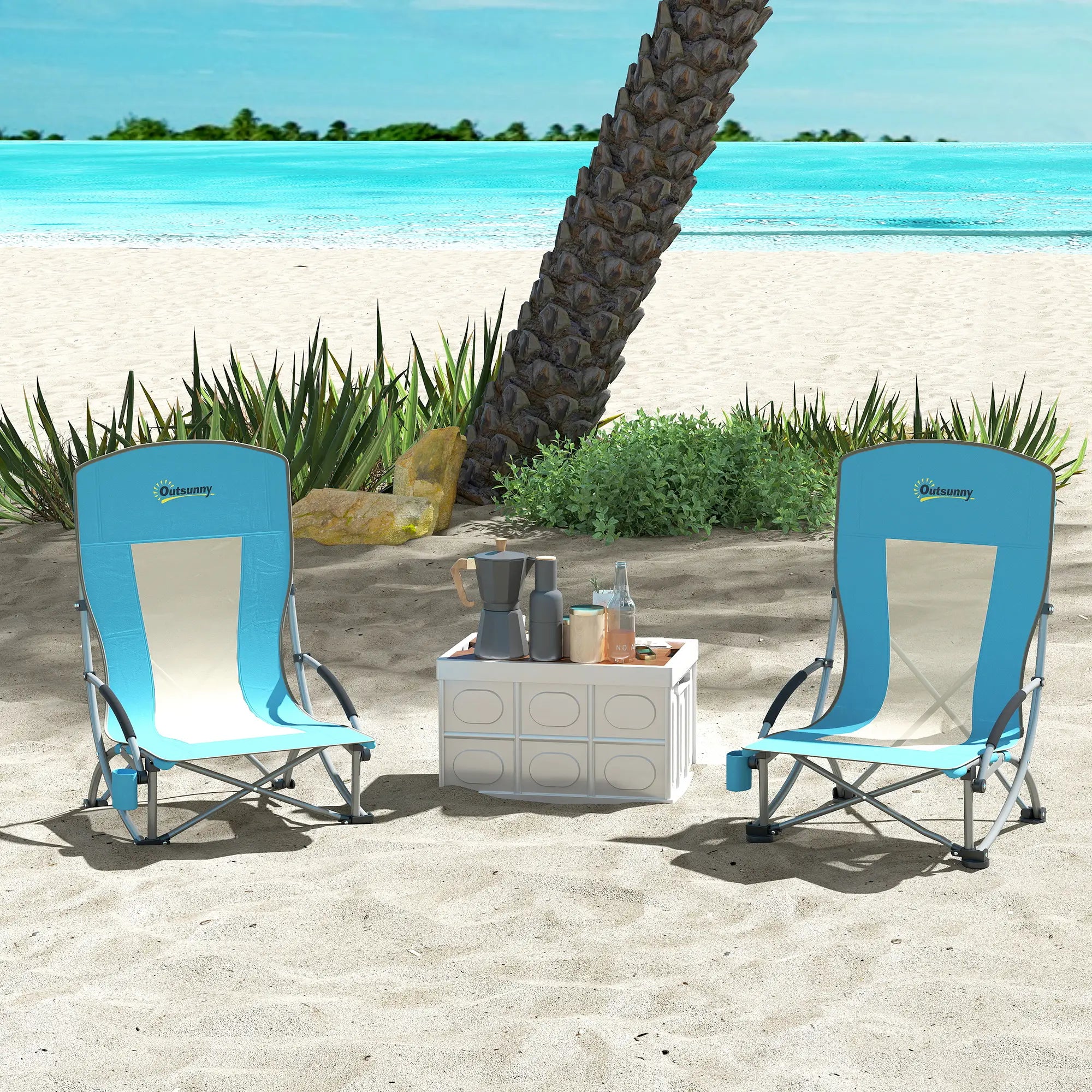Nancy's Lentiai Campingstoelen - Strandstoelen - Set van 2 - Blauw