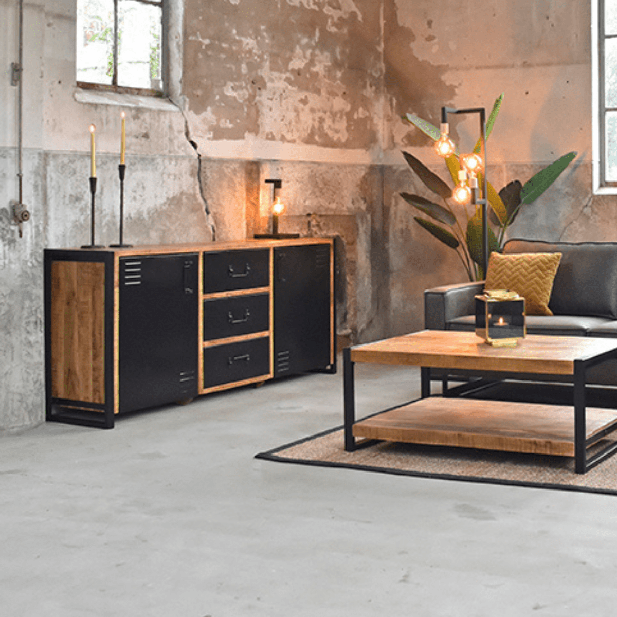LABEL51 Sideboard Brussels - Rough - Mango wood - 190 x 45 x 85 cm