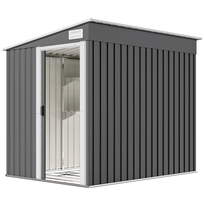 Nancy's Nogara Opbergschuur - Tuinschuur - Tuinhuisje - Gereedschapsschuur - Grijs - Staal - ± 155 x 205 x 160/180 cm
