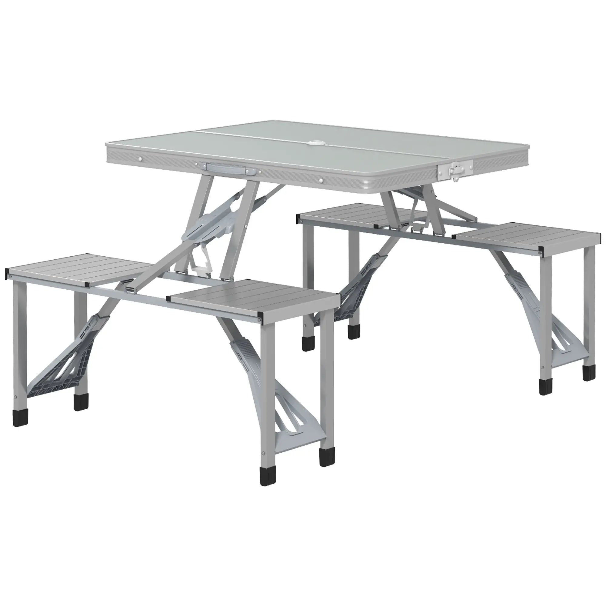 Nancy's Eboli Picknicktafel - Campingtafel - 4-Persoons - Draagbaar - Opvouwbaar - Grijs - ± 85 x 135 x 65 cm