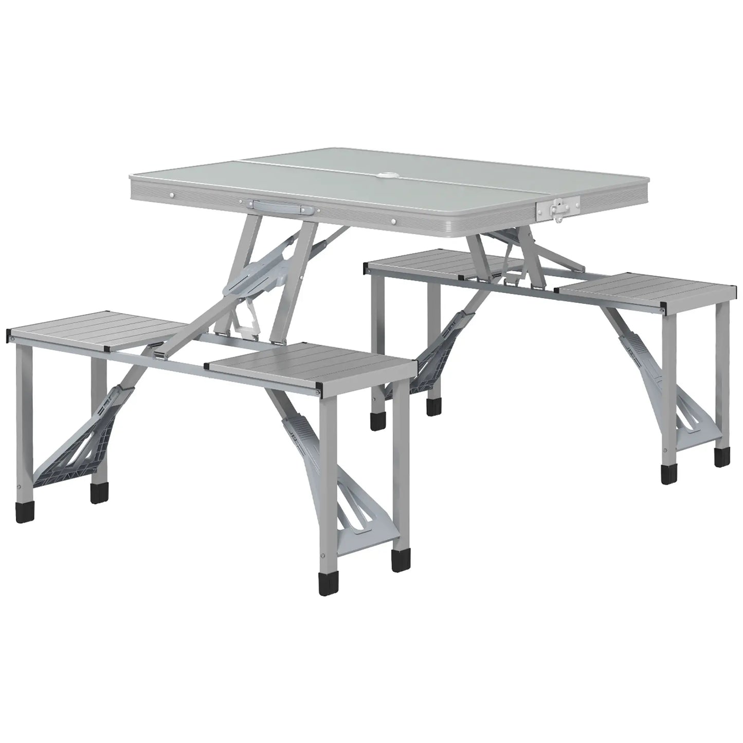 Nancy's Eboli Picknicktafel - Campingtafel - 4-Persoons - Draagbaar - Opvouwbaar - Grijs - ± 85 x 135 x 65 cm