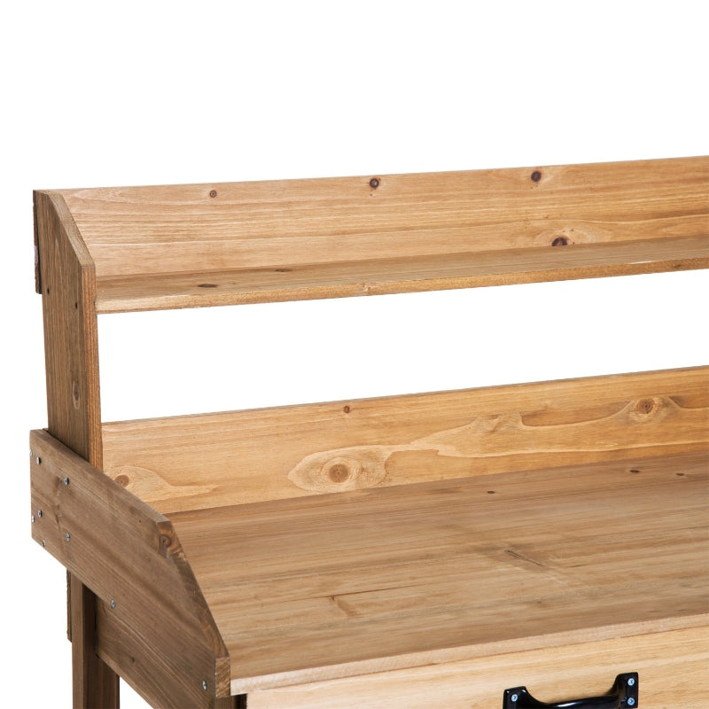Nancy's Don Benito Planttafel - Tuinwerktafel - Werktafel - Natuurlijk - Dennenhout - ± 120 x 45 x 120 cm