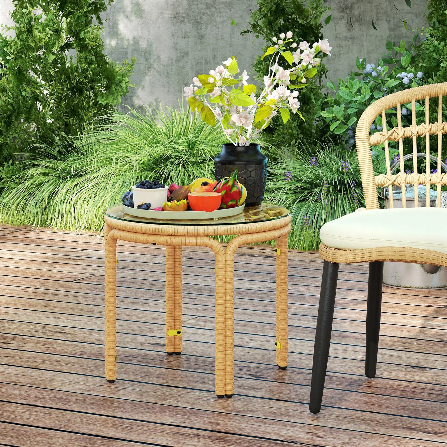 Nancy's Gerenzano Tuintafel - Balkontafel - Rotan - ± Ø 50 x 45 cm