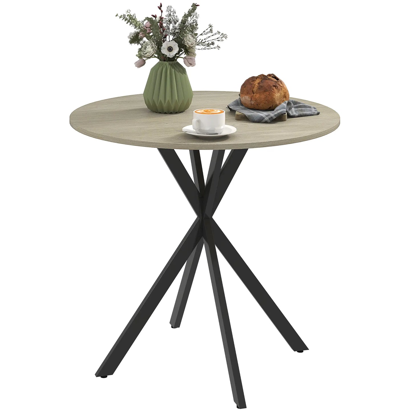 Nancy's Lavello Ronde Eettafel - Eiken / Zwart - Ø80 x 75H cm