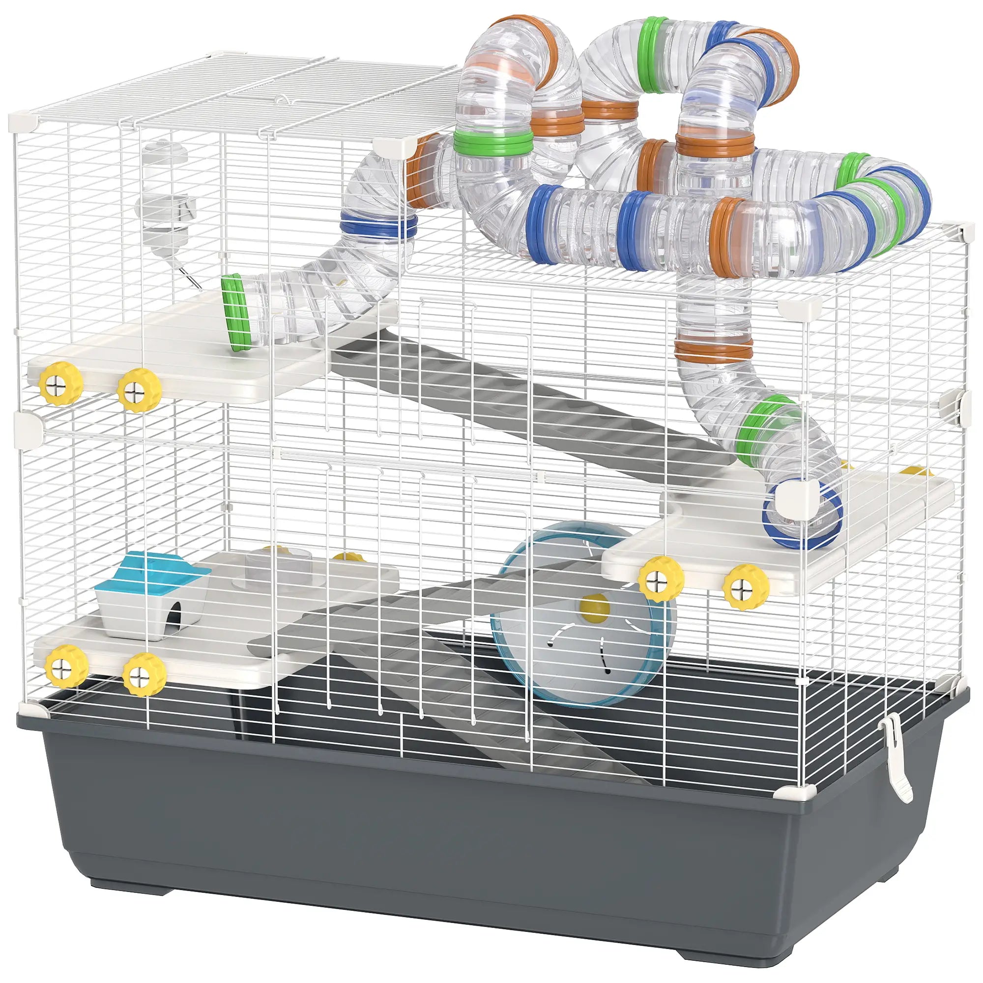 Nancy's Idro Knaagdierkooi - Hamsterkooi - Wit / Grijs - Staal - ± 80 x 45 x 75 cm