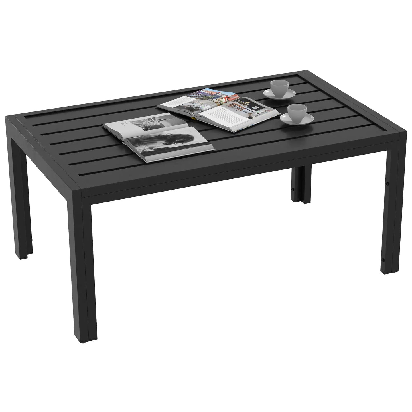 Nancy's Cecina Tuintafel - Terrastafel - Salontafel voor Buiten - Zwart - Staal -± 100 x 60 x 45 cm