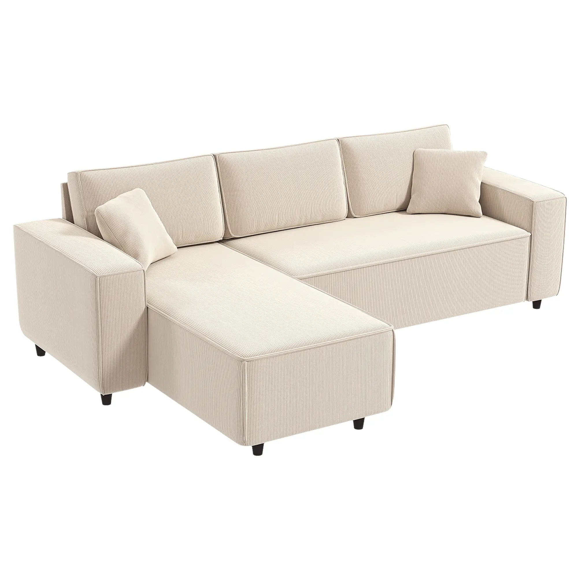 Nancy's Licata Hoekbank - Rechts of Links - Crèmewit - Corduroy - ± 240 x 155 x 85 cm