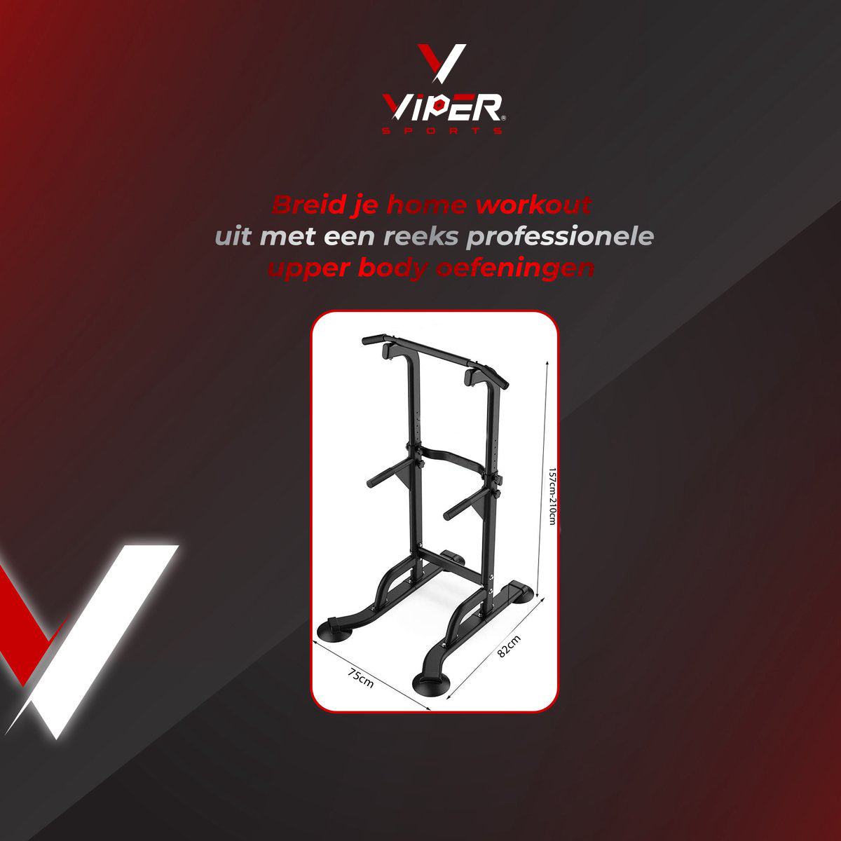 Viper Sports Krachtstation - Trainingsrek - Fitnessrek - Multifunctioneel - Power Tower Met Pull Up bar - In hoogte verstelbaar