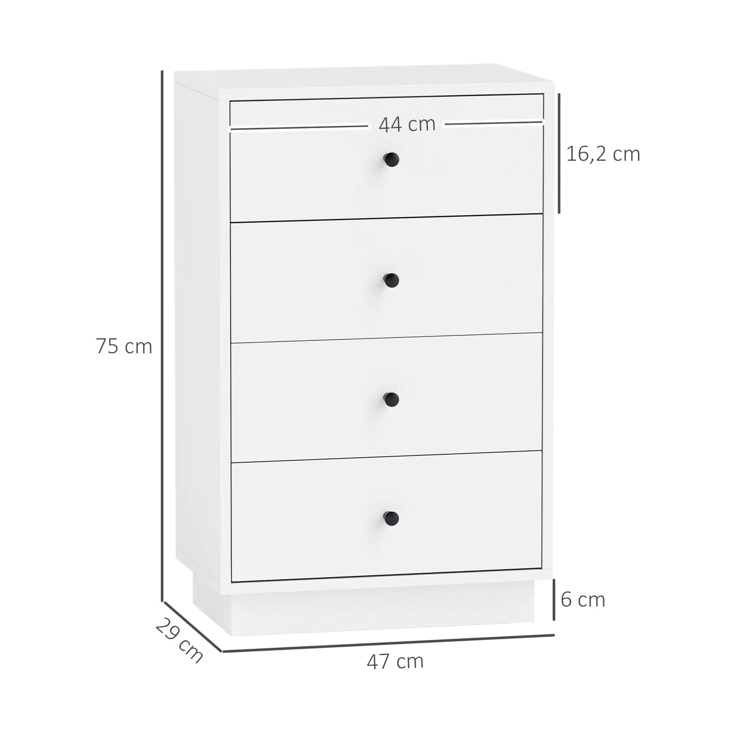 Nancy's Fossacesia Commode - Dressoir - Opbergkast - Wit - ± 45 x 30 x 75 cm