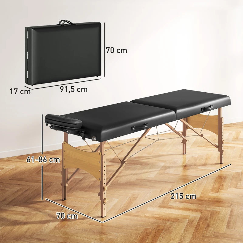 Nancy's Maratea Massagetafel - Behandeltafel - Verstelbare hoogte en hoofdsteun - Zwart - Kunstleer