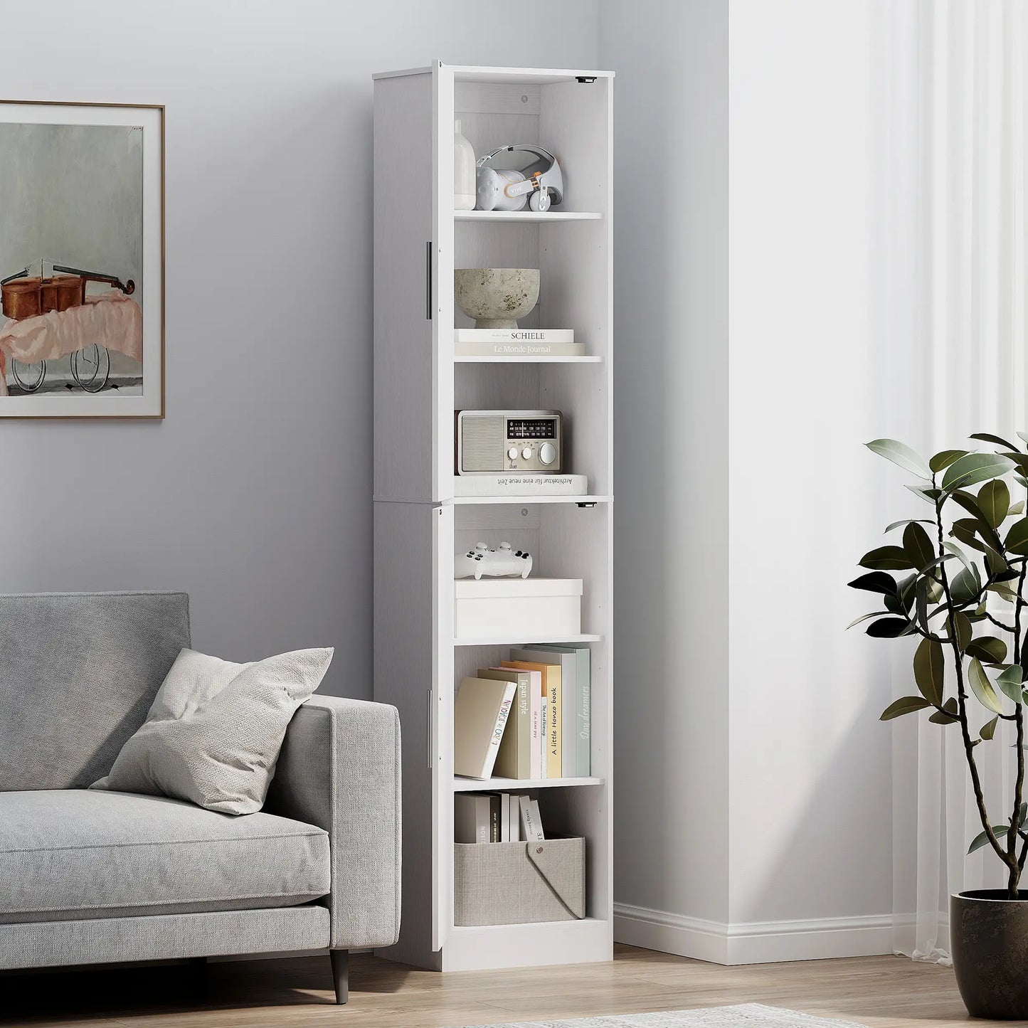 Nancy's Lazio Badkamerkast - Badkamermeubel - Wit - 40 x 35 x 180 cm