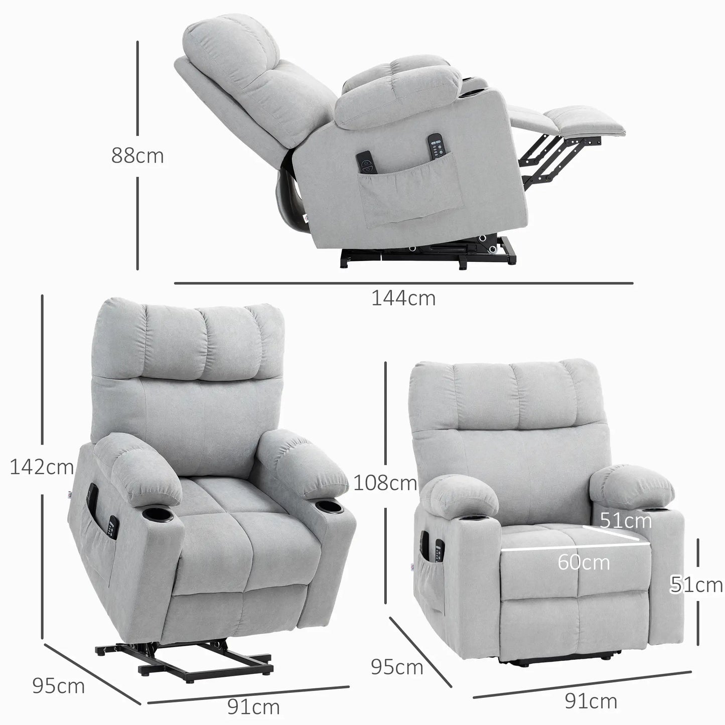 Nancy's Excames Sta op stoel - Opsta stoel - Seniorenstoel - Massagestoel - Relaxfauteuil - Grijs