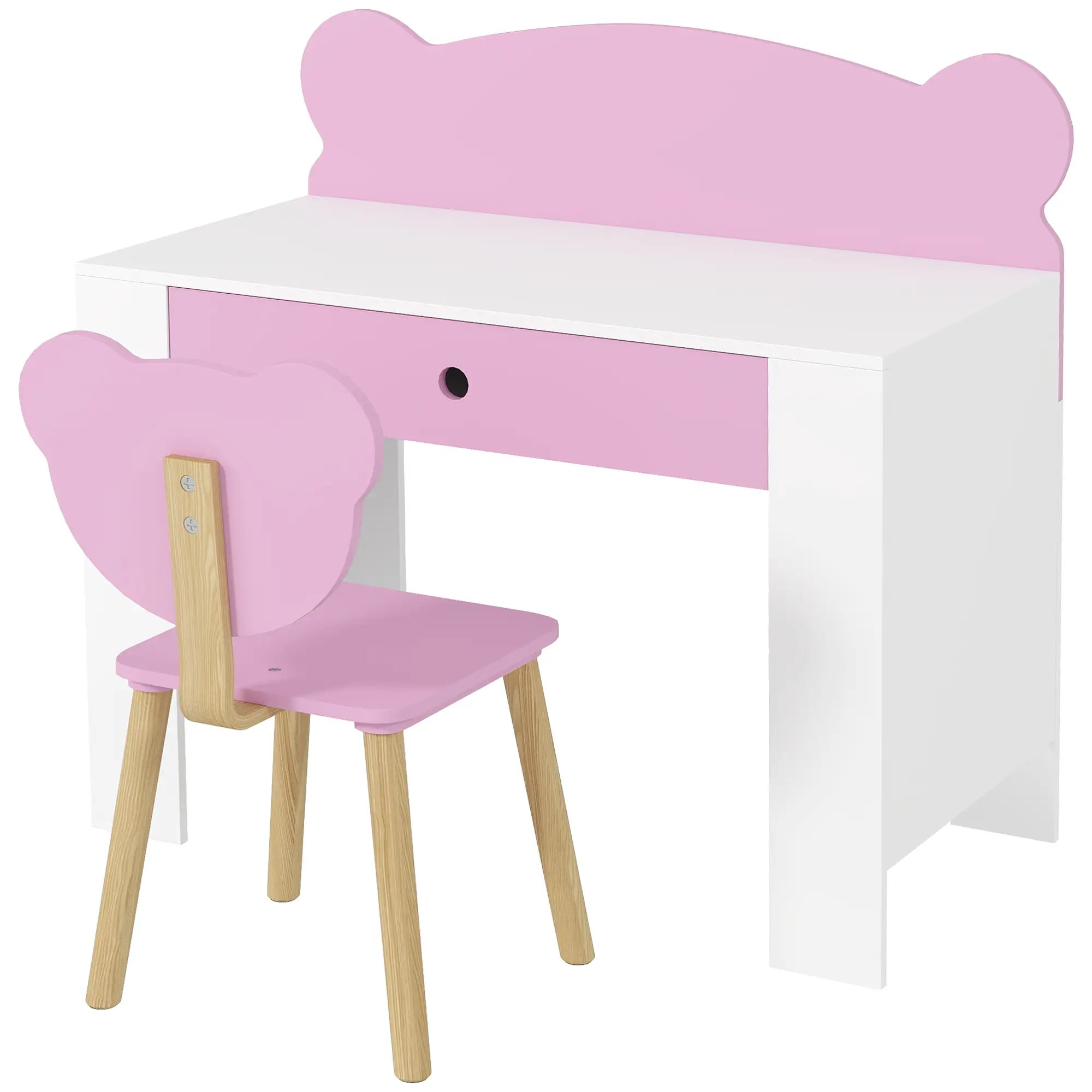 Nancy's Lunata Kindertafel - Kinderbureau - Met Lade - Roze / Wit - ± 80 x 40 x 75 cm