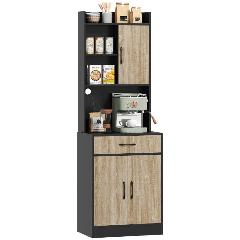 Nancy's Orbetello Keukenkast - Buffetkast - Opbergkast - Hout / Zwart - 60 x 40 x 180 cm