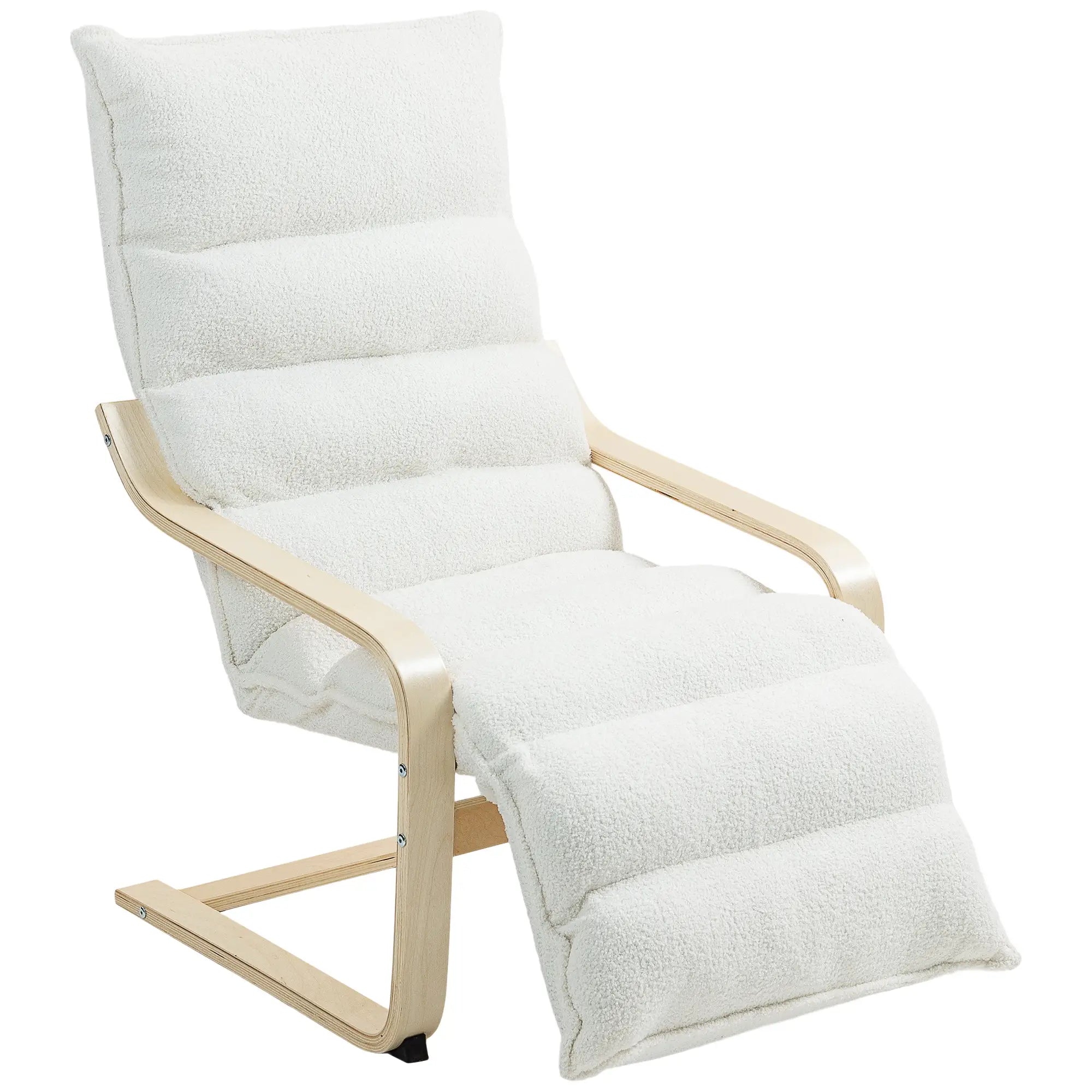 Nancy's Laterina Relaxfauteuil - Loungestoel - Relaxstoel - Wit - Fleece