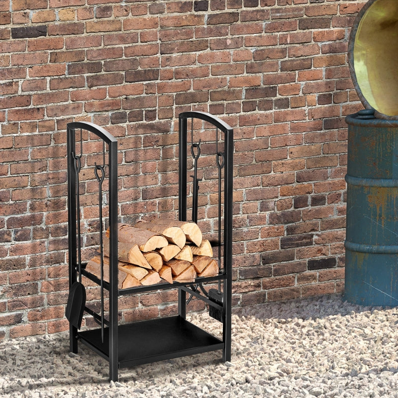 Nancy's Ash Lake Firewood Rack - Firewood Rack - Firewood Storage - Black - Steel