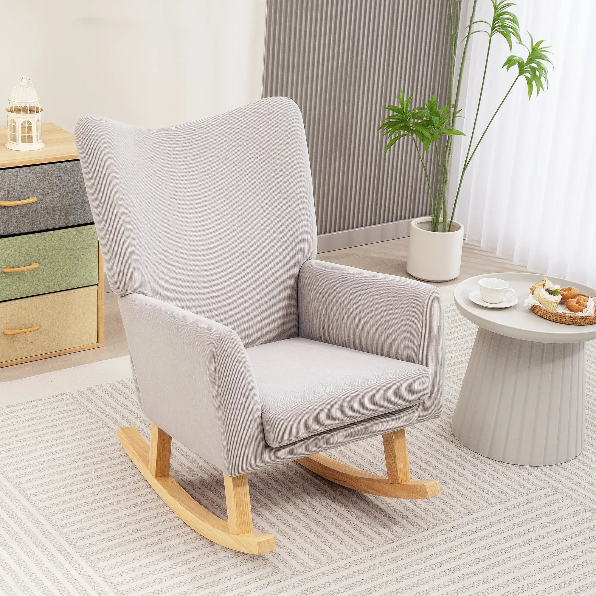 Nancy's Magliolo Schommelstoel - Relaxfauteuil - Relaxstoel - Ergonomisch - Grijs - Corduroy