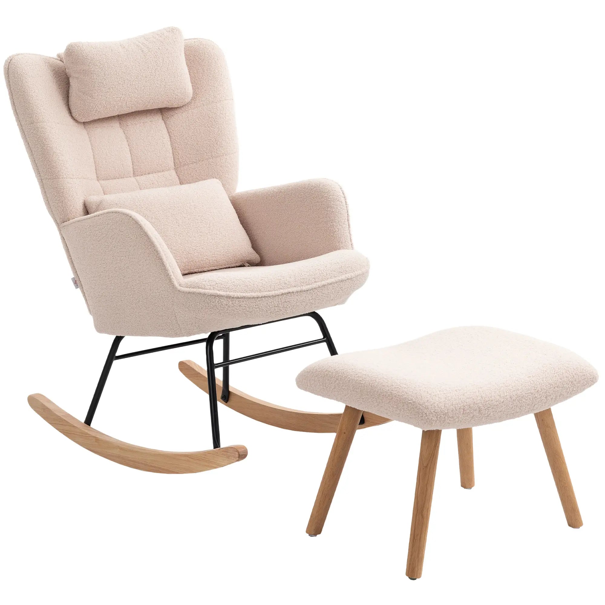 Nancy's Malcesine Schommelstoel - Relaxstoel - Relaxfauteuil - Beige - Fleece