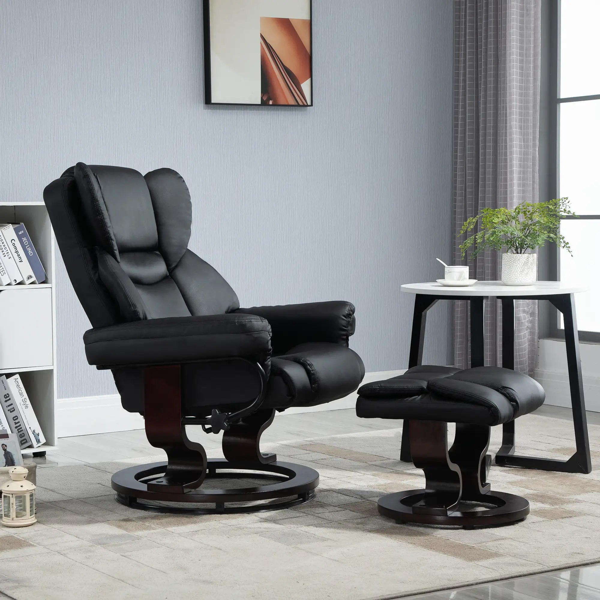 Nancy's Gusta - Relaxfauteuil - Relaxstoel - Verstelbare rugleuning - Draaibaar - Zwart - Kunstleer