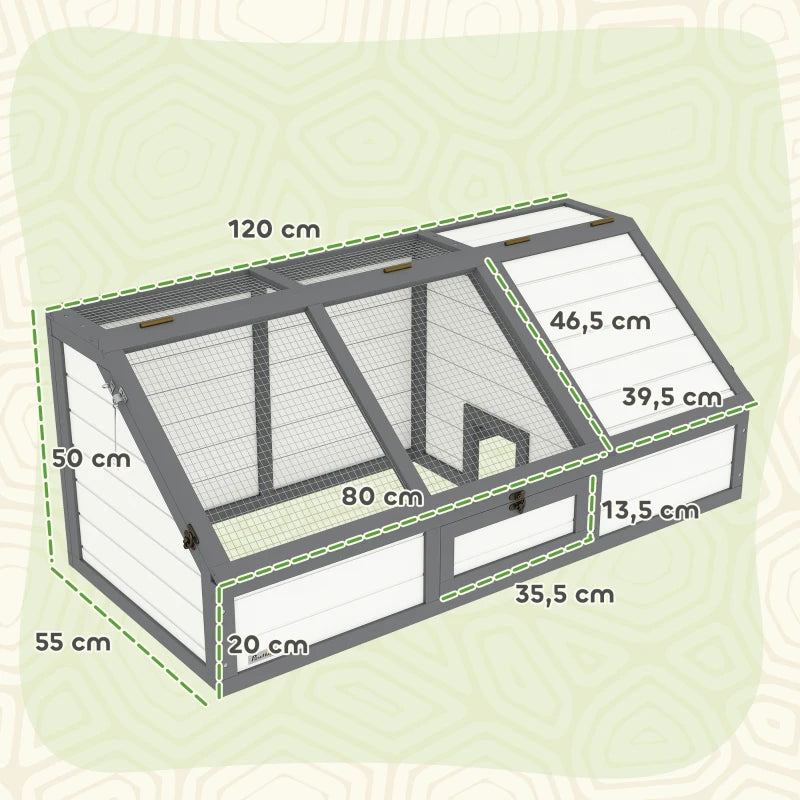 Nancy's Nuoro Schildpaddenverblijf - Schildpaddenhuis - Schildpadhuis - Wit - Dennenhout - 120L x 55B x 20/50H cm