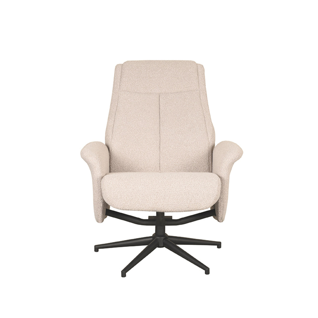 LABEL51 Relaxfauteuil Bergen - Naturel Boucle | Zwart Metaal - 77x76x105 cm