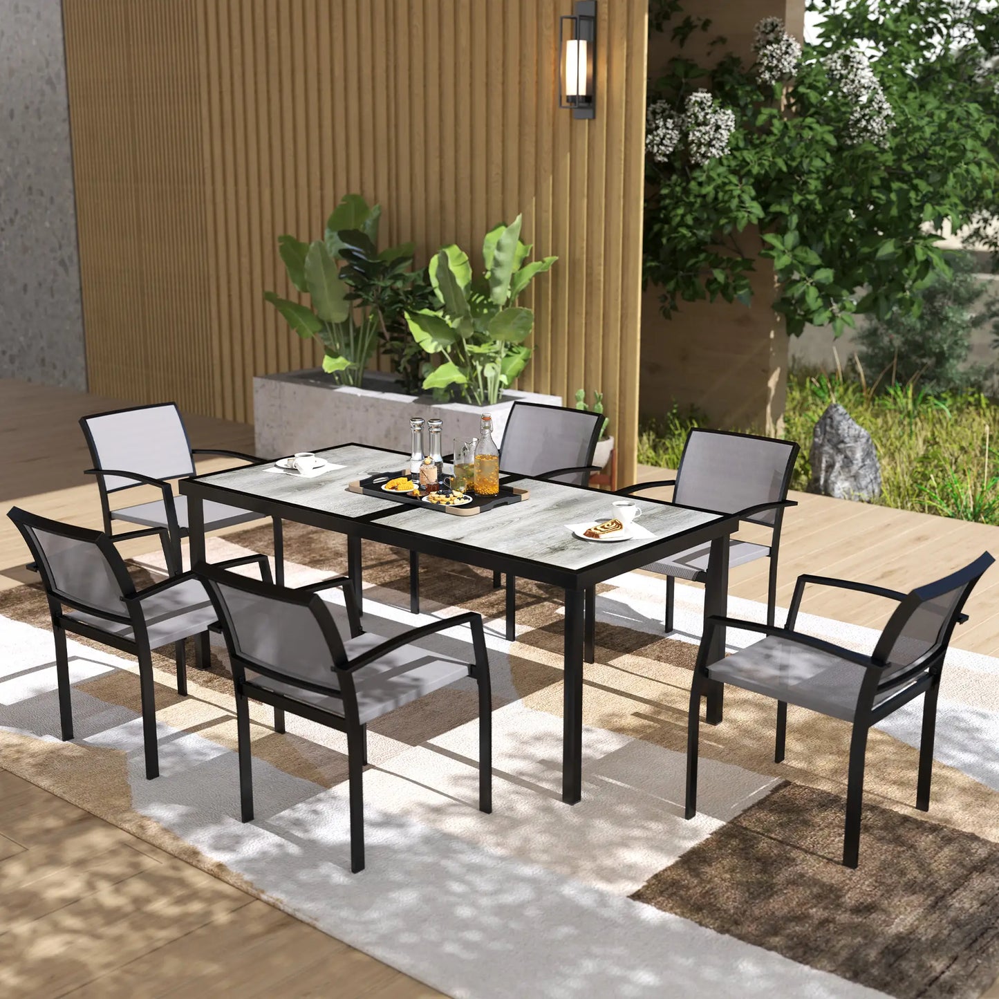 Nancy's Barcos Tuinset - Diningset voor Buiten - Tuinstoelen - Tuintafel - Grijs