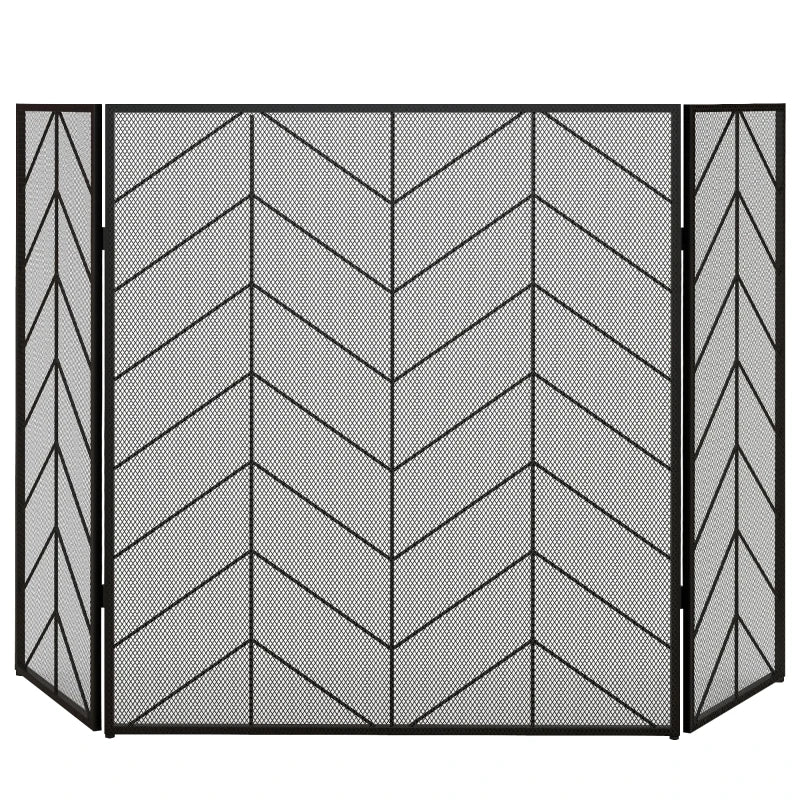 Nancy's Cernache Haardscherm - Openhaardrek - Vonkenscherm - Zwart - Staal - ± 135 x 85 cm