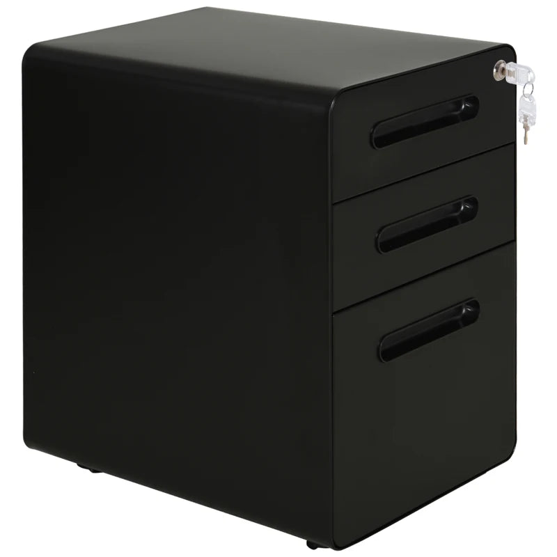 Commode Avellino de Nancy - Caisson à tiroirs - Classeur - Sur roulettes - Noir - Acier - ± 40 x 50 x 60 cm