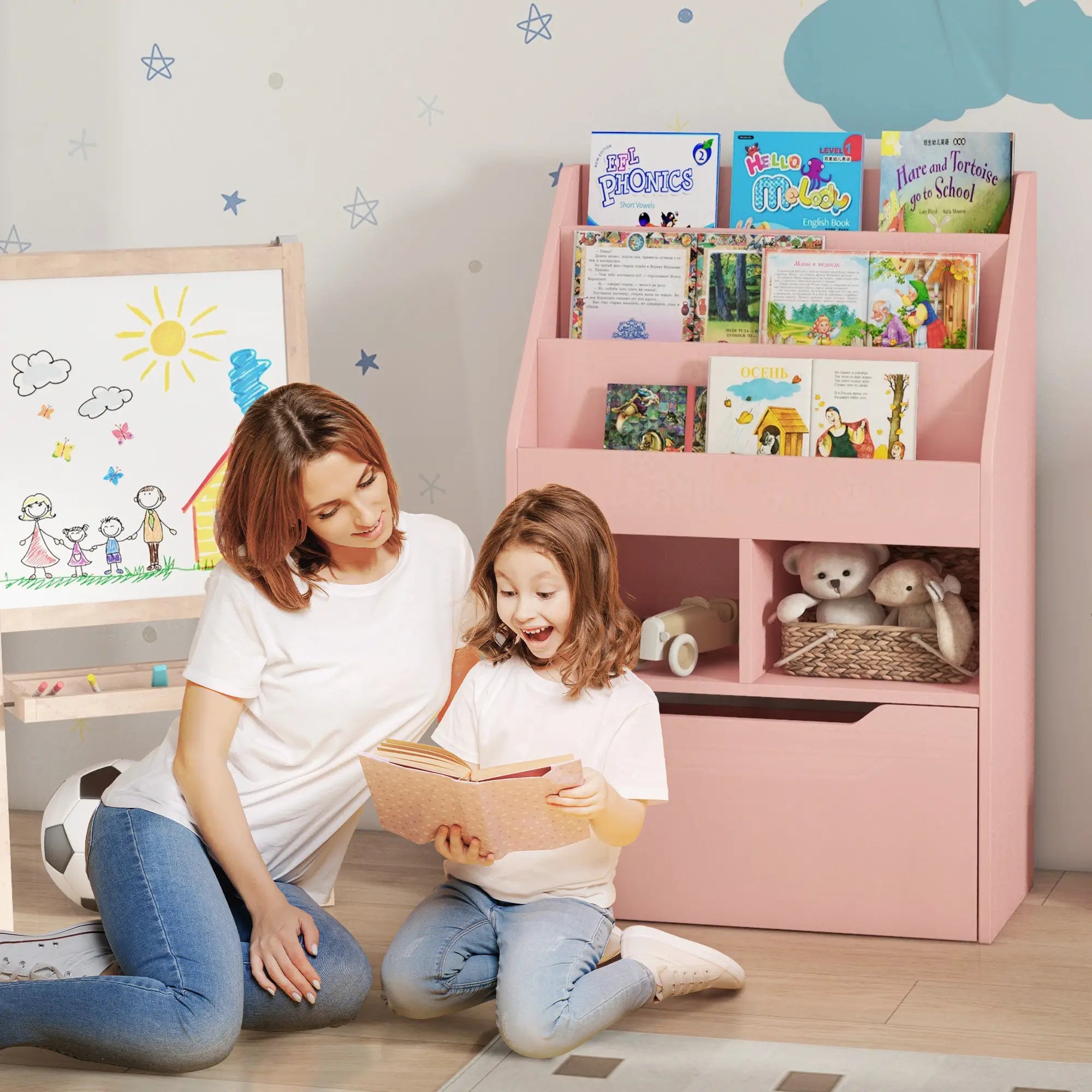 Nancy's Lorica Kinderkast - Kinderboekenkast - Speelgoedrek - Roze - ± 60 x 30 x 90 cm