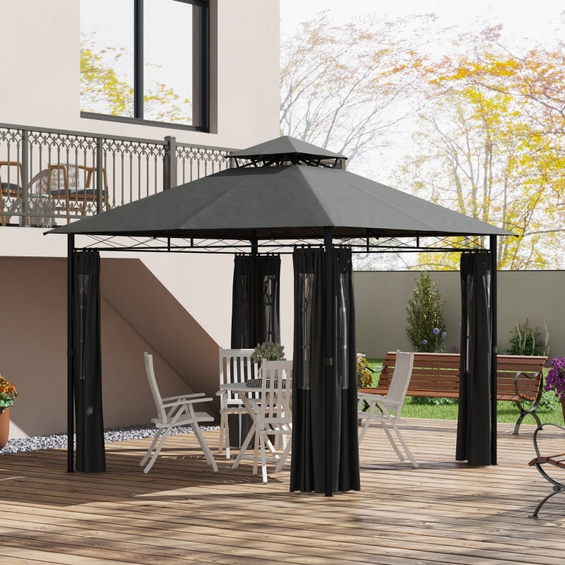 Nancy's Sevilla Paviljoen - Partytent - Tuin Paviljoen - Grijs / Zwart - ± 300 x 300 x 285 cm