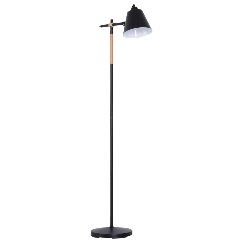 Nancy's Matthews Vloerlamp - Sfeerverlichting - Verstelbare Lamp - 40W - Dennenhout - Staal - Zwart