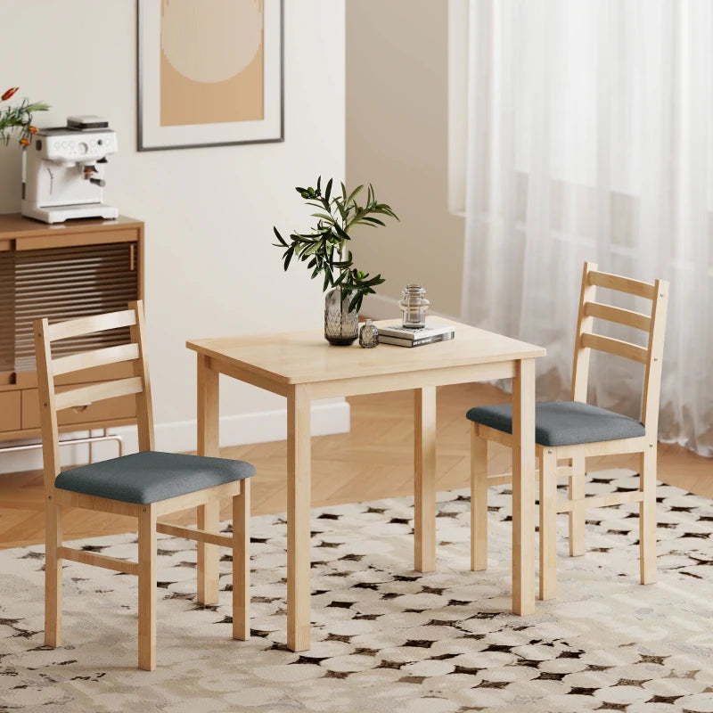 Nancy's Mirto Eettafel Rechthoekig met 2 Stoelen - Eetkamertafel - Keukentafel - Eettafel set - Hout / Grijs
