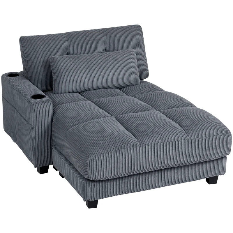 Nancy's Ostiglia 1-Zitsbank - Lounge Fauteuil - Slaapbank - Met Bekerhouders - Donkergrijs - Corduroy